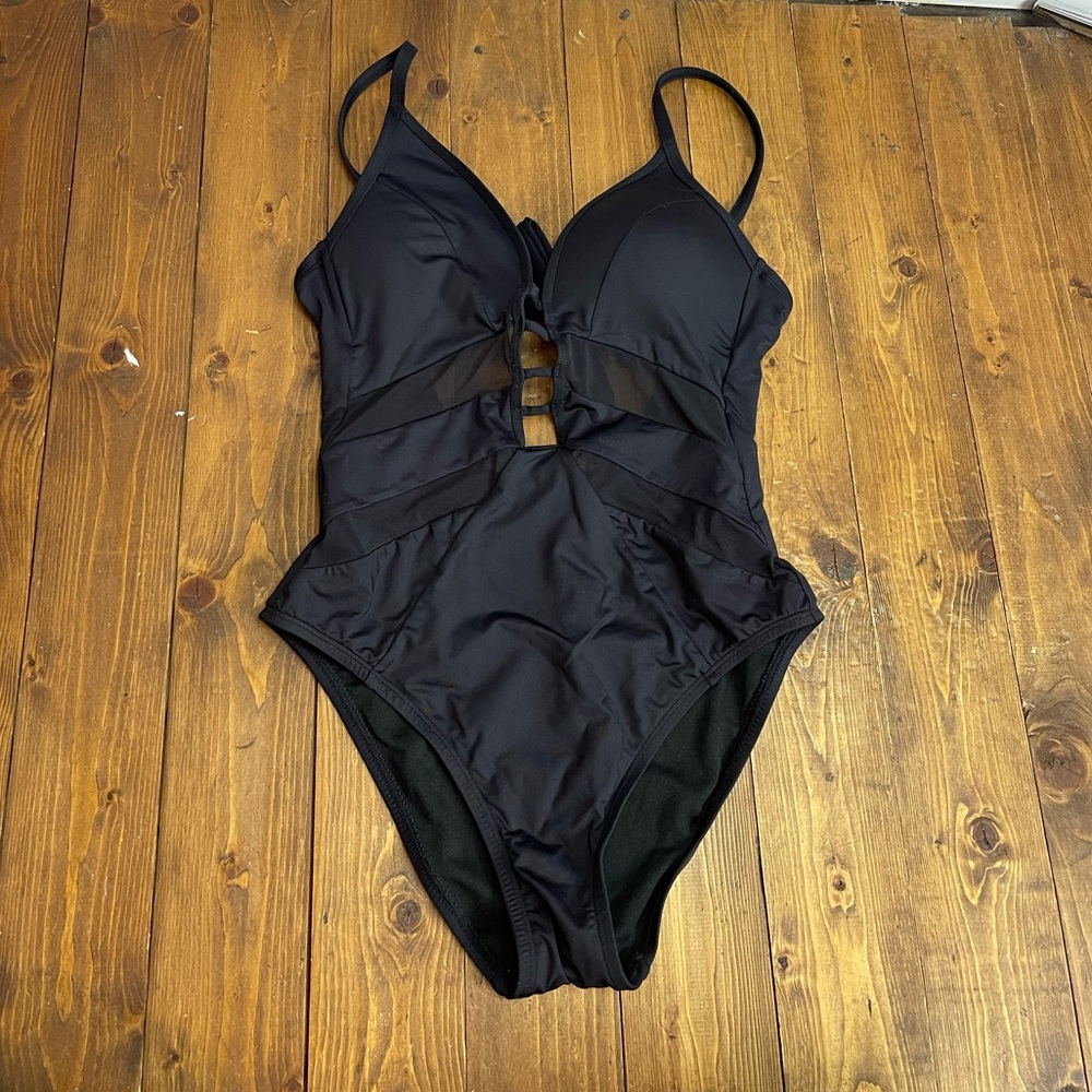 Amavi size small black one piece swimsuit style 25045A